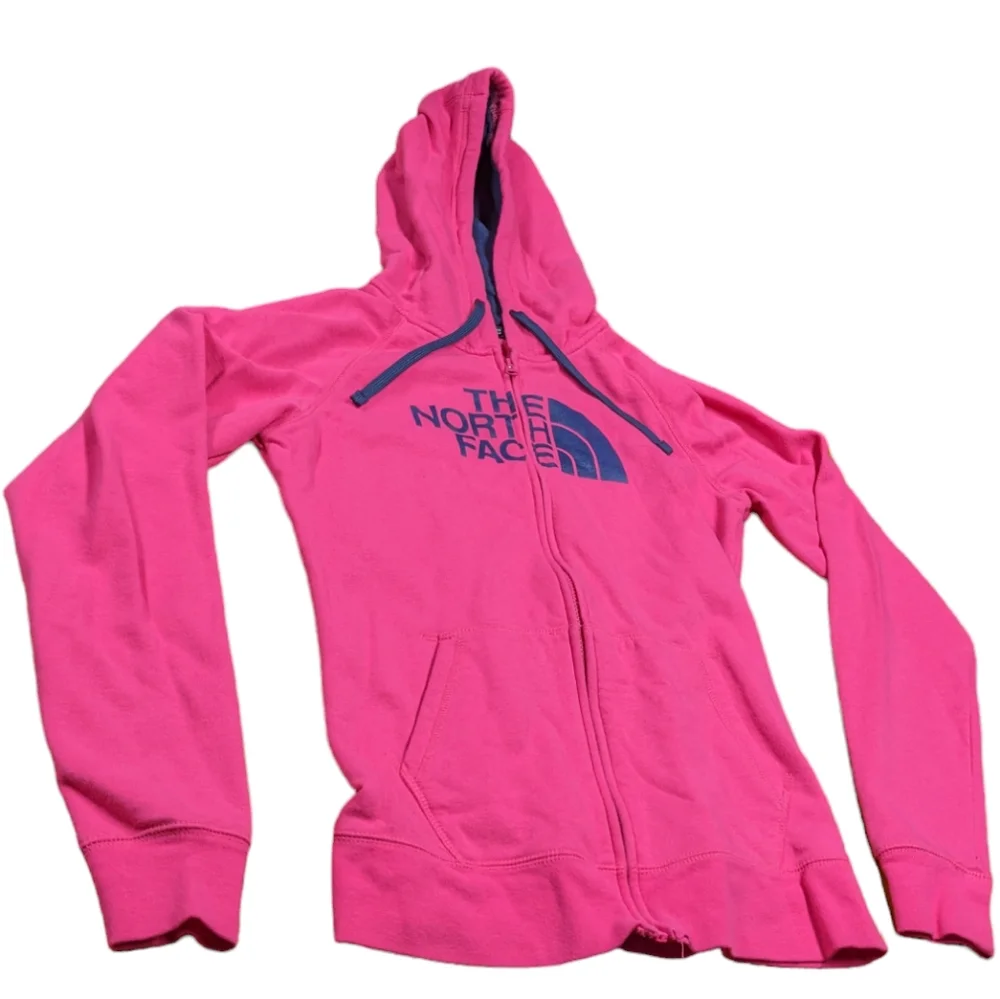 The North Face Women's Medium Half Dome Hot Pink & Navy Full Zip Hoodie NWT - Picture 1 of 14